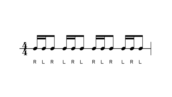 Alternating Hertas drum rudiment notation